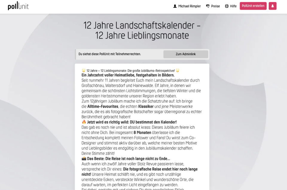 pollUnit Umfrage Landschaftskalender 2027