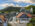 Historischer und moderner Blick auf die Dächer und Gebäude in Waltersdorf mit dem Quirle Häusl und der Lausche.